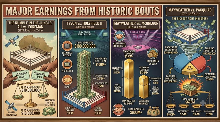 Major Earnings from Historic Bouts