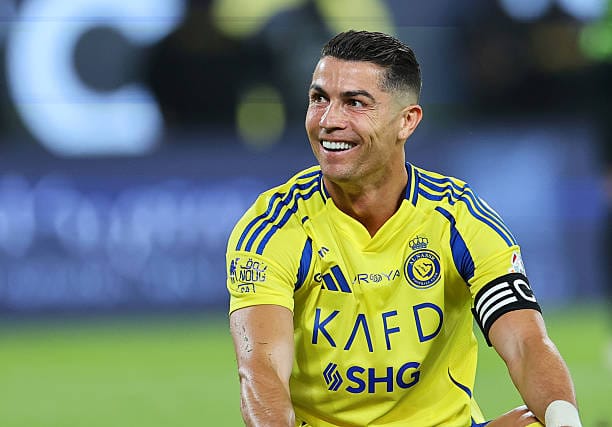 Cristiano Ronaldo of Al Nassr reacts during the Saudi Pro League match between Al Nassr and Al Ittihad at Al-Awwal Park on May 07, 2025 in Riyadh, Saudi Arabia. 
